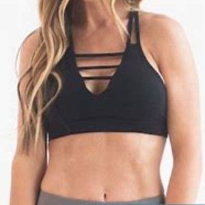 ZYIA Active Black Grid Sports Bra Size XL Medium Support Racerback Mesh NWT